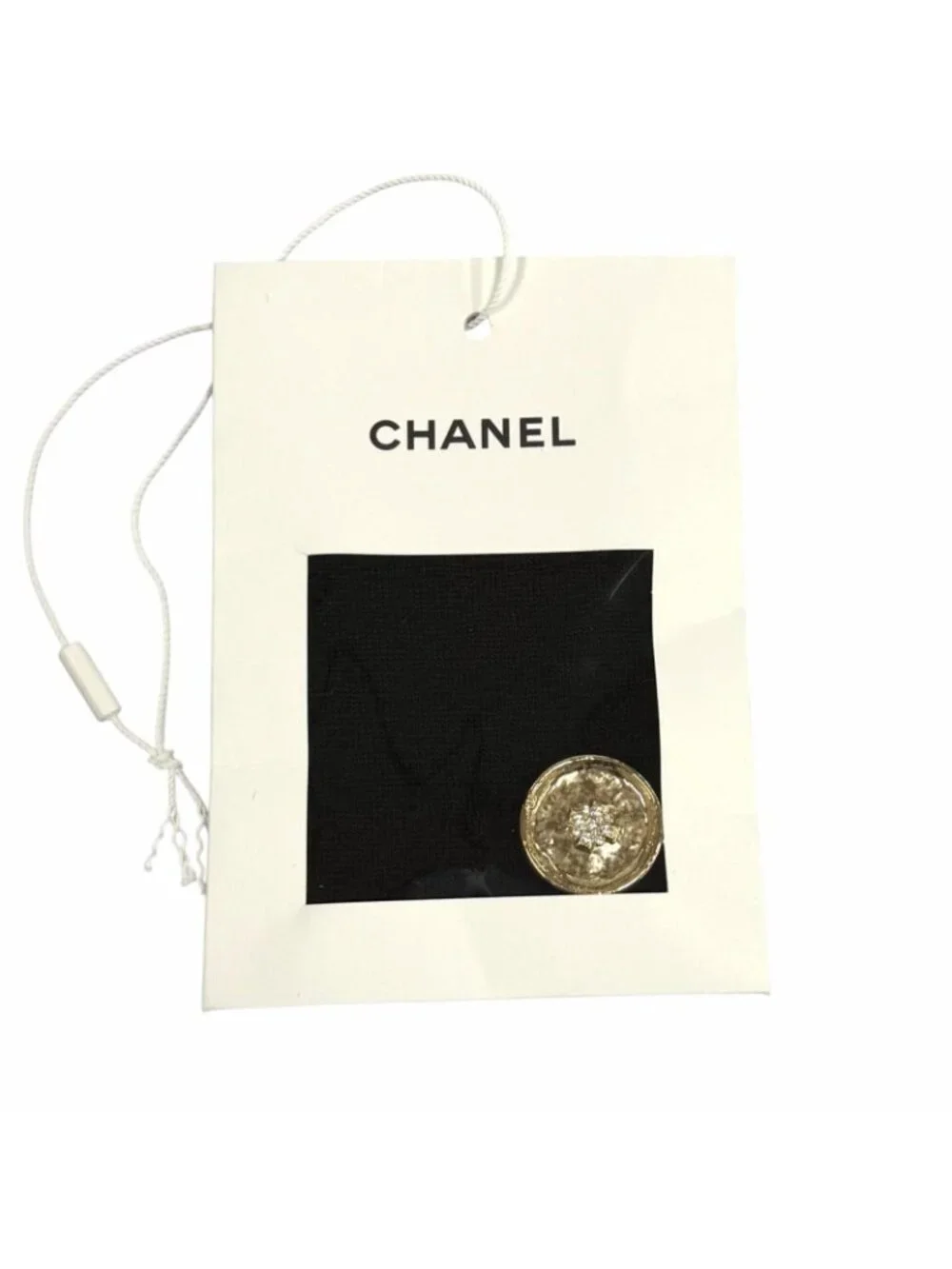 Chanel CC Logo Rhinestone Button Wool Pants Black 36